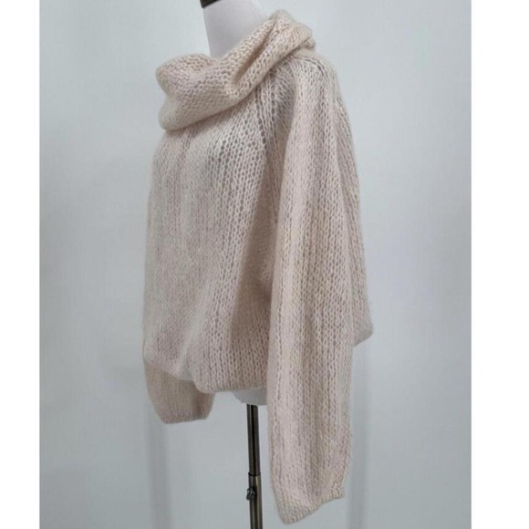 MES DEMOISELLES Moody Ivory Mohair Cowl Neck Oversized Sweater Sz 2 - Picture 2 of 5